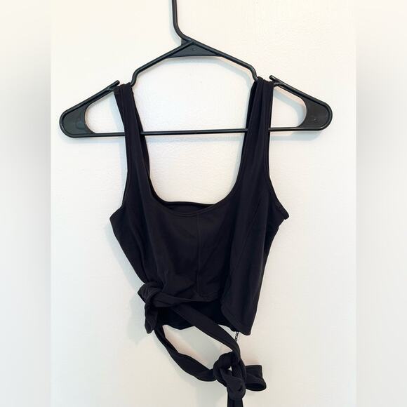 LULULEMON get centered crop tank tie black stretchy multi size 4 athletic ballet - Picture 3 of 4
